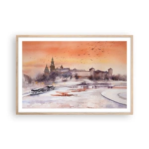 Affiche dans un chêne clair - Poster - Coucher de soleil royal - 91x61 cm