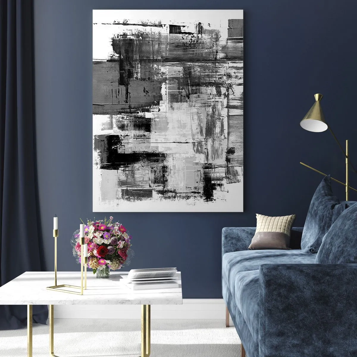 Impression sur verre - Image sur verre - Composition abstraite en noir, blanc et gris - 70x100cm - Le gris est beau - Décoration murale moderne pour le salon et la chambre ARTTOR