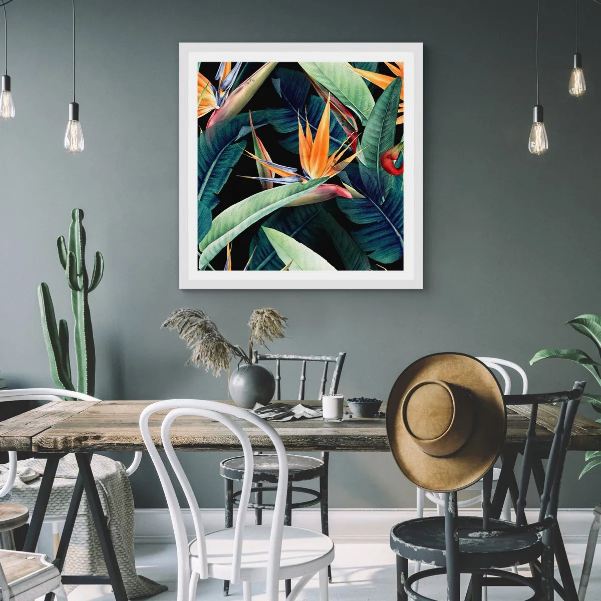 Affiche dans un cadre blanc - Poster - Fleurs flamboyantes des tropiques - 40x40 cm