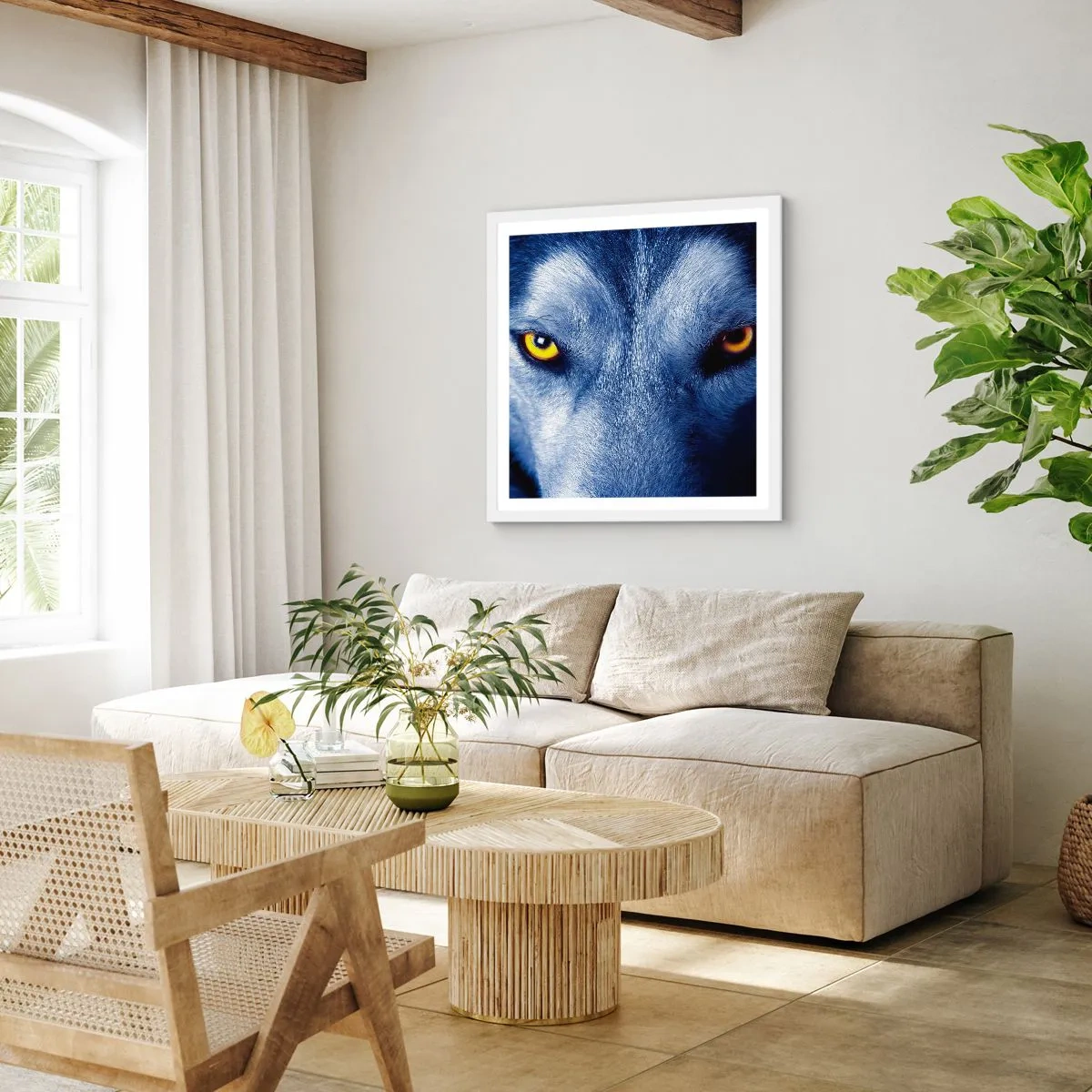 Affiche dans un cadre blanc - Poster - Regars hypnotique - 60x60 cm