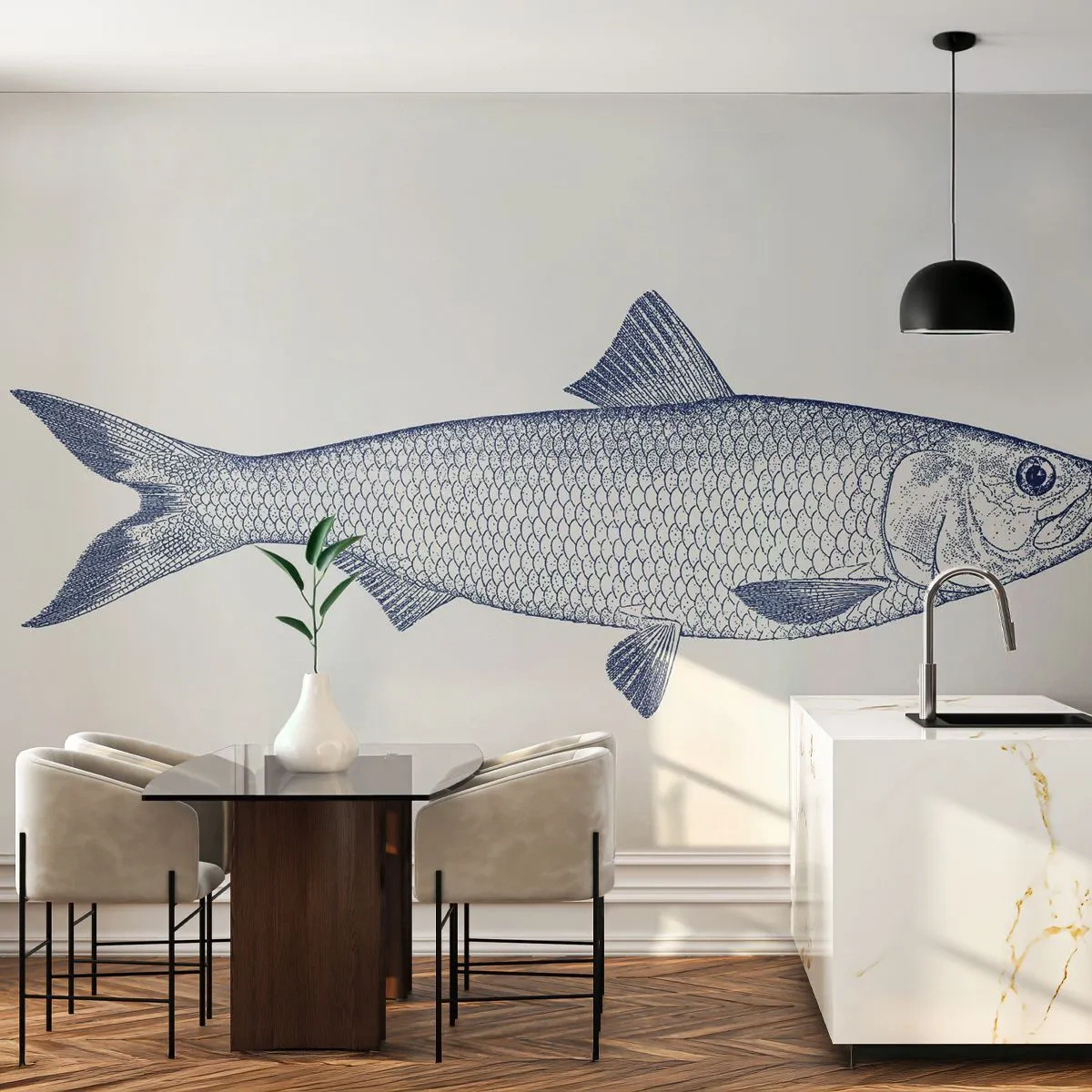 Papier Peint Photo Standard Eco - Salutations des mers du nord - Poisson, Animal marin, Style bord de mer - 500x350 cm