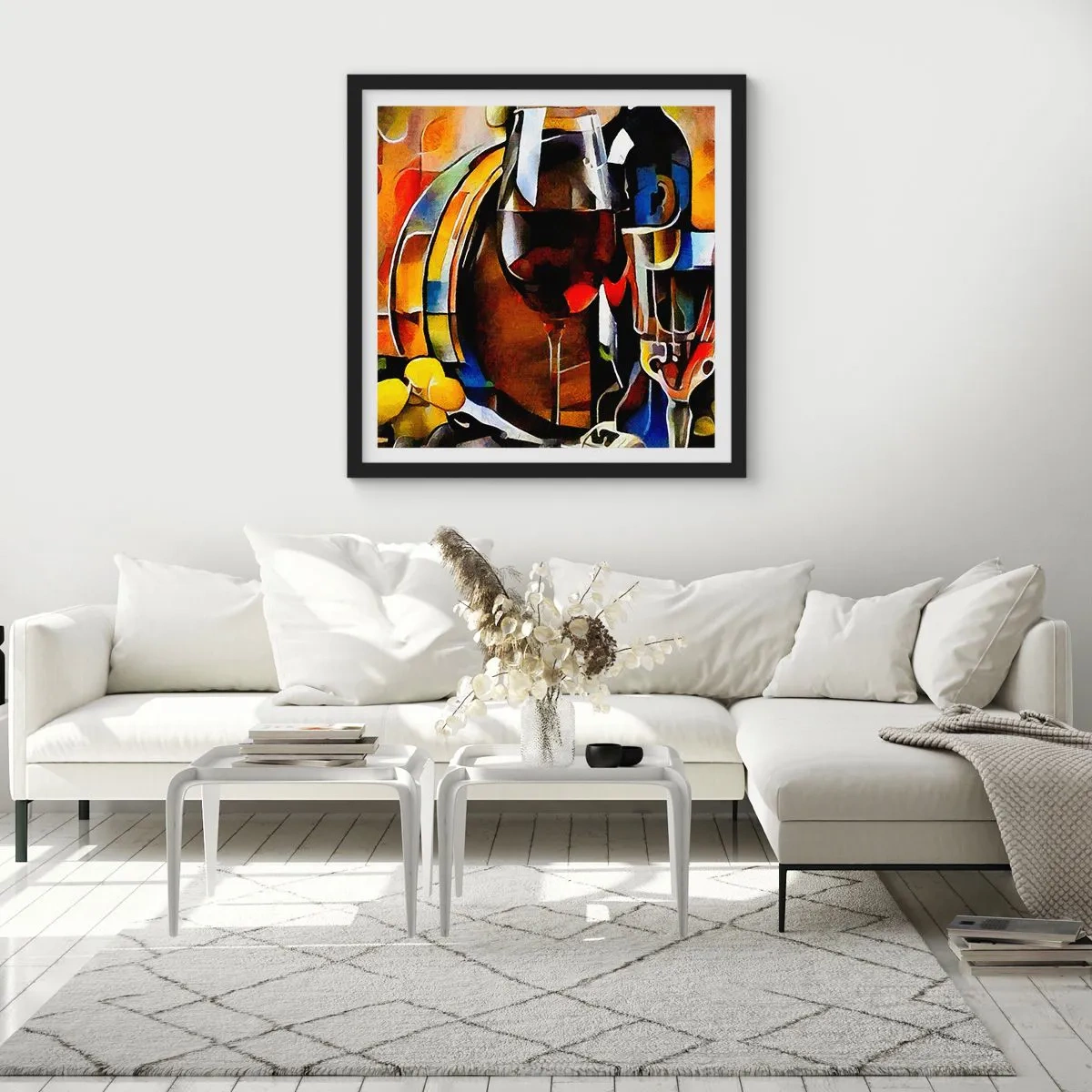 Affiche dans un cadre noir - Poster - Et le monde prend des couleurs - 30x30 cm