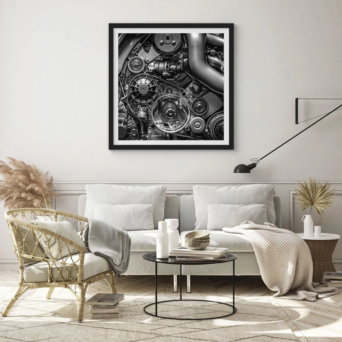 Affiche dans un cadre noir - Poster - Poésie mécanique - 50x50 cm