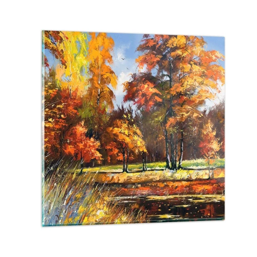 Impression sur verre - Image sur verre - Paysage en or et bronze - 60x60 cm