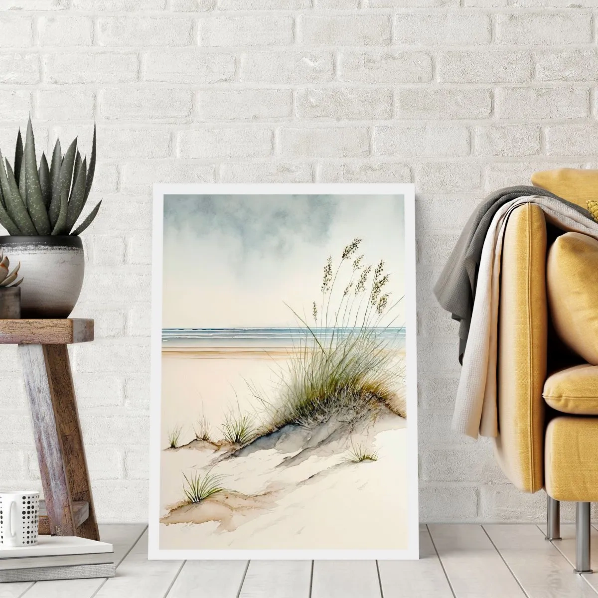 Affiche - Poster - Caressé par le vent - herbes sur les dunes près de la plage - 50x70cm - Choyé par le vent - Décoration murale moderne pour le salon et la chambre ARTTOR