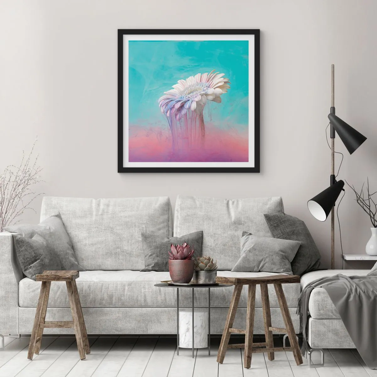 Affiche dans un cadre noir - Poster - Le monde souterrain des fleurs - 30x30 cm
