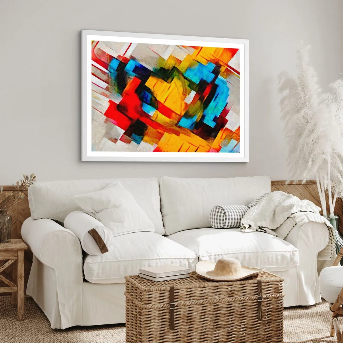 Affiche dans un cadre blanc - Poster - Une superposition multicolore - 40x30 cm