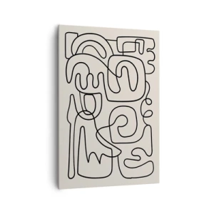 Impression sur toile - Image sur toile - Motif d'art linéaire abstrait en noir sur fond clair - 70x100cm - Suivez les indices - Décoration murale moderne pour le salon et la chambre ARTTOR