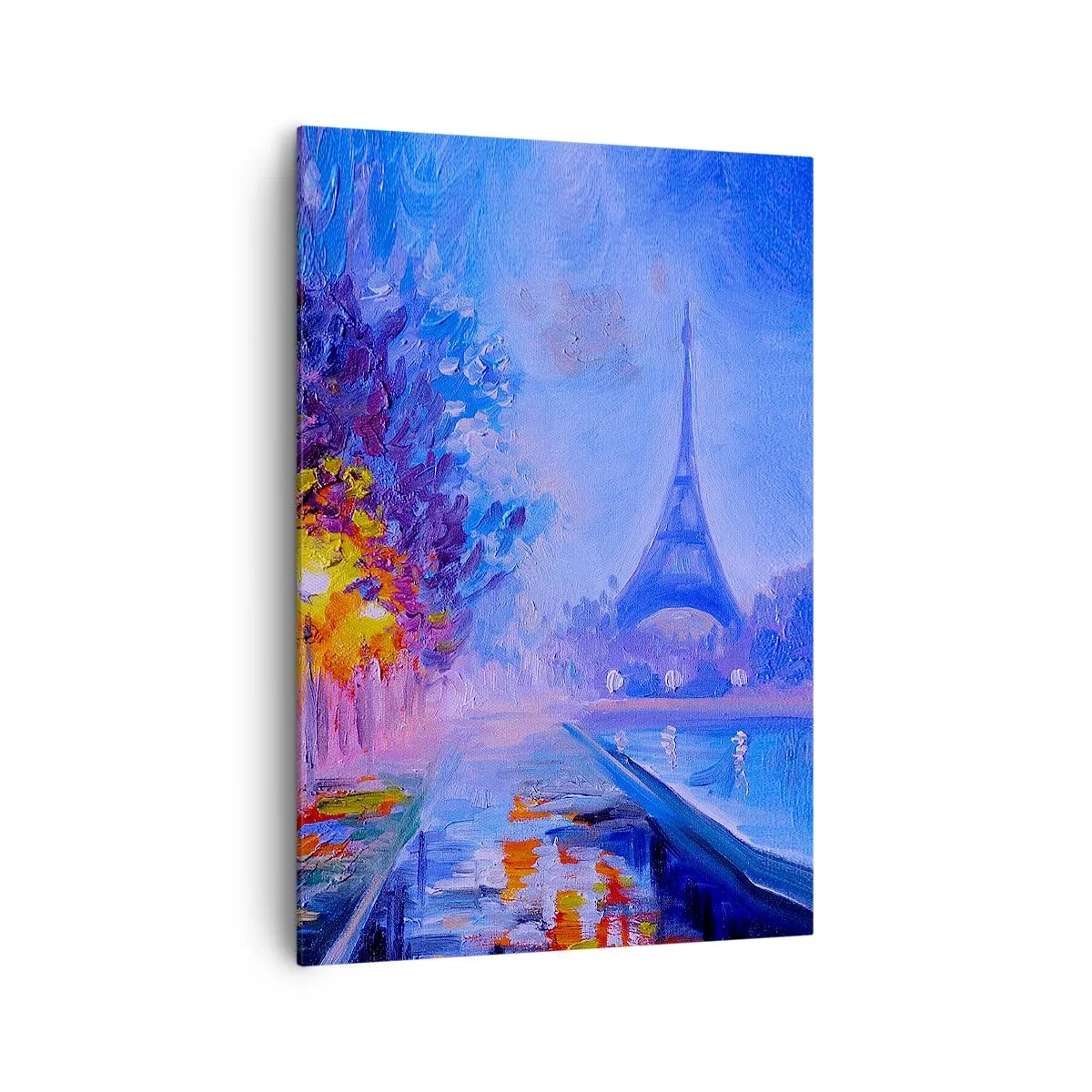 Impression sur toile - Image sur toile - Une avenue avec des lampadaires à Paris avec la Tour Eiffel en arrière-plan - 70x100cm - Une ballade idéale - Décoration murale moderne pour le salon et la chambre ARTTOR