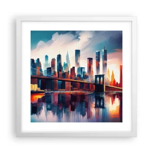 Affiche dans un cadre blanc - Poster - New York onirique - 40x40 cm