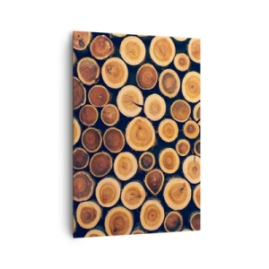 Impression sur toile - Image sur toile - Modèle réalisé à partir de sections transversales de bûches de bois - 70x100cm - Quel âge je semble avoir ? - Décoration murale moderne pour le salon et la chambre ARTTOR