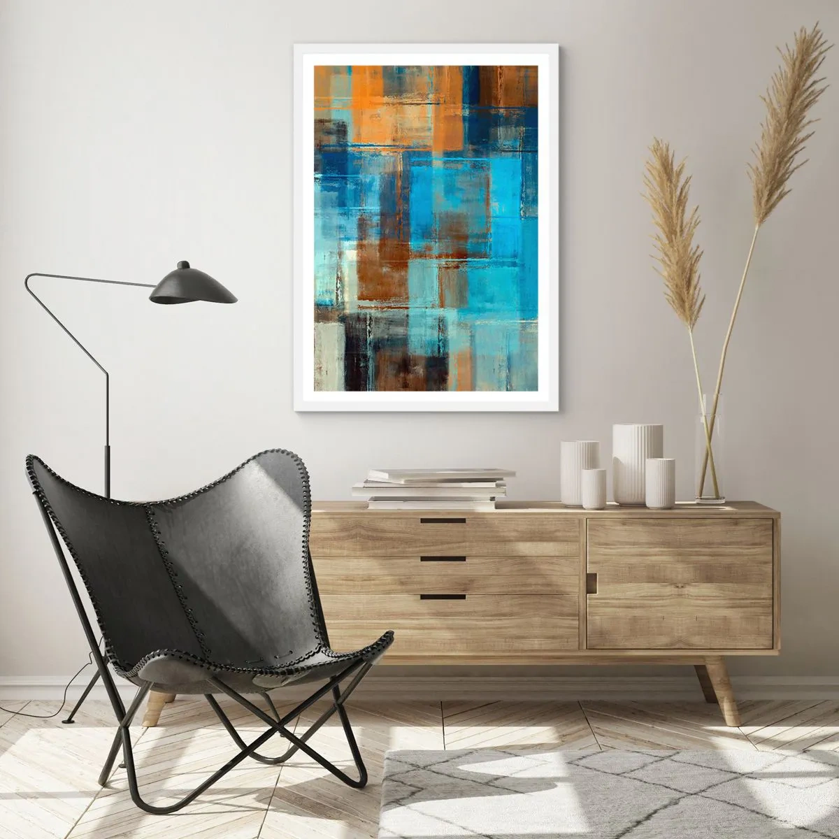 Affiche dans un cadre blanc - Poster - A travers le voile bleu - 61x91 cm