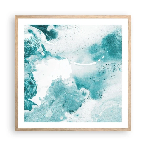 Affiche dans un chêne clair - Poster - Marécage bleu - 60x60 cm