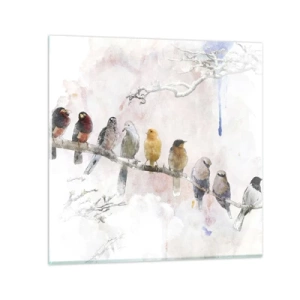 Impression sur verre - Image sur verre - Rencontre ailée - 40x40 cm