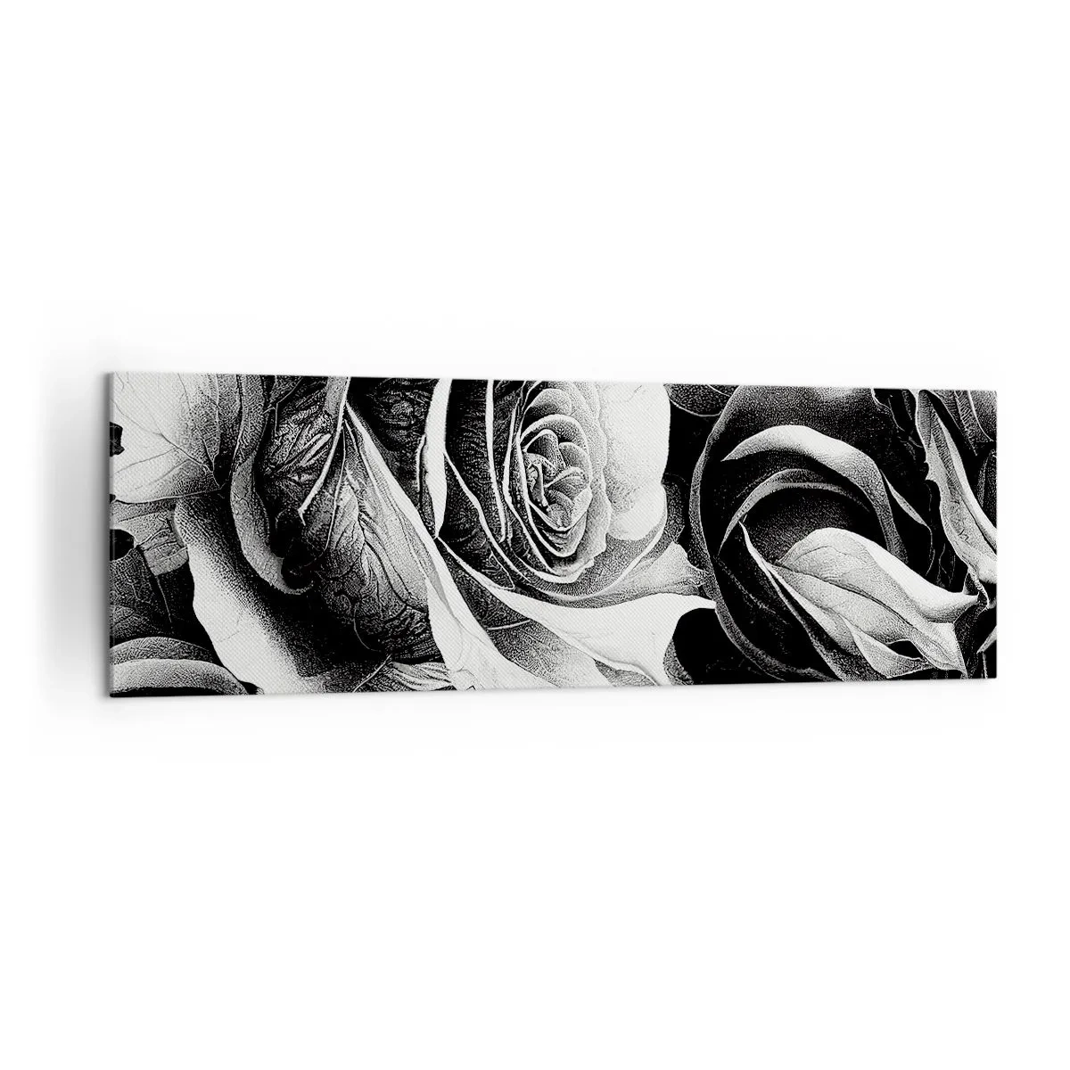 Impression sur toile - Image sur toile - Roses noires et blanches dans une composition élégante - 160x50cm - Toujours une reine - Décoration murale moderne pour le salon et la chambre ARTTOR