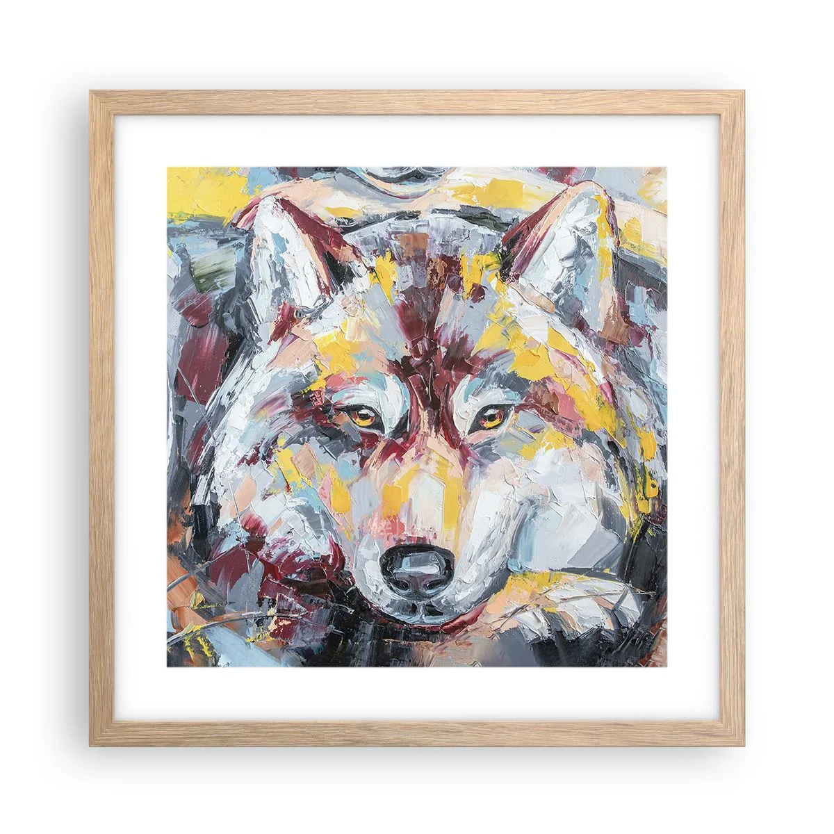 Affiche dans un chêne clair - Poster - En paix au milieu des siens - 40x40 cm