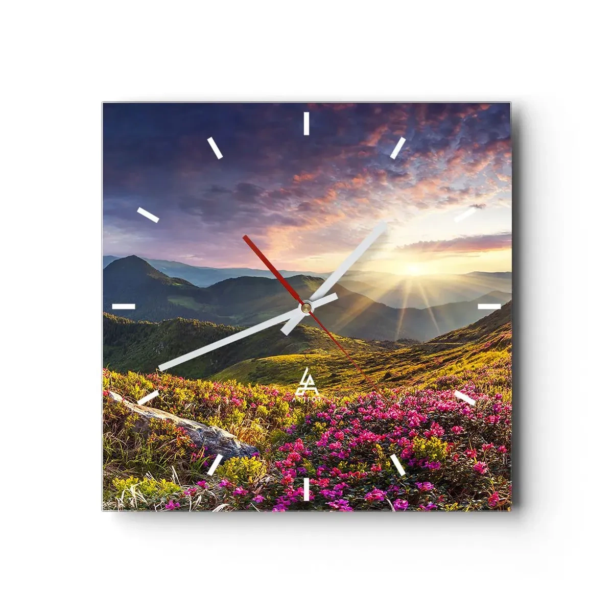 Horloge murale - Pendule murale - Fraîcheur matinale en montagne - 40x40 cm