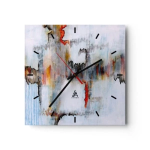 Horloge murale - Pendule murale - Motif abstrait aux couleurs vives sur fond clair - 30x30cm - Un bâton sur l'eau - Décoration murale moderne pour le salon et la chambre ARTTOR