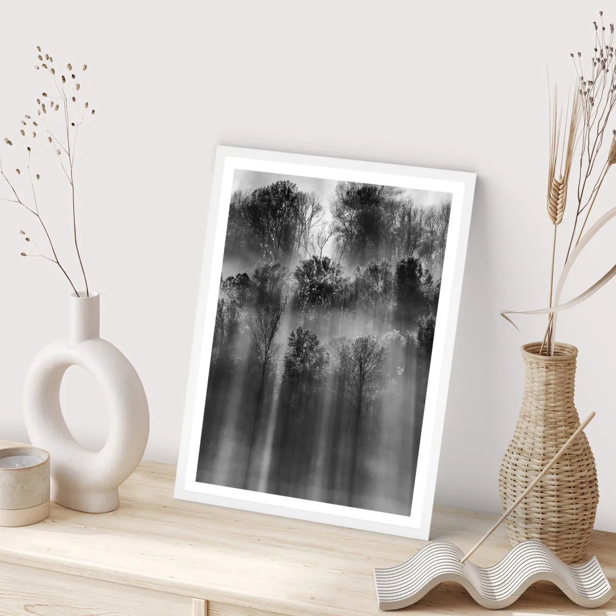 Affiche dans un cadre blanc - Poster - Dans les flots de lumière - 40x50 cm