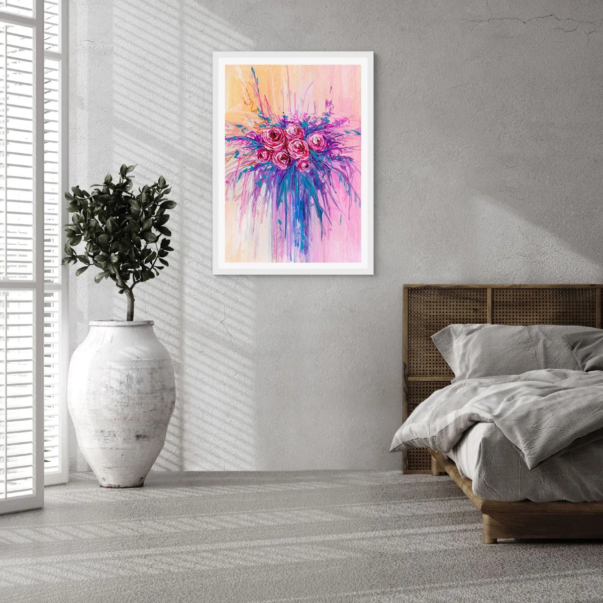 Affiche dans un cadre blanc - Poster - Fontaine aux roses - 30x40 cm