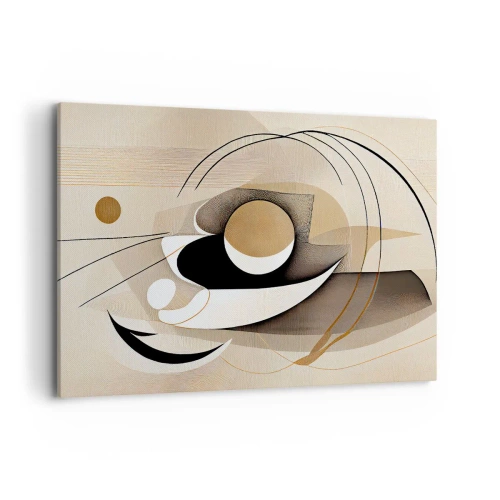 Impression sur toile - Image sur toile - Composition abstraite dans les tons beige et noir - 100x70cm - Composition : l'essence des choses - Décoration murale moderne pour le salon et la chambre ARTTOR