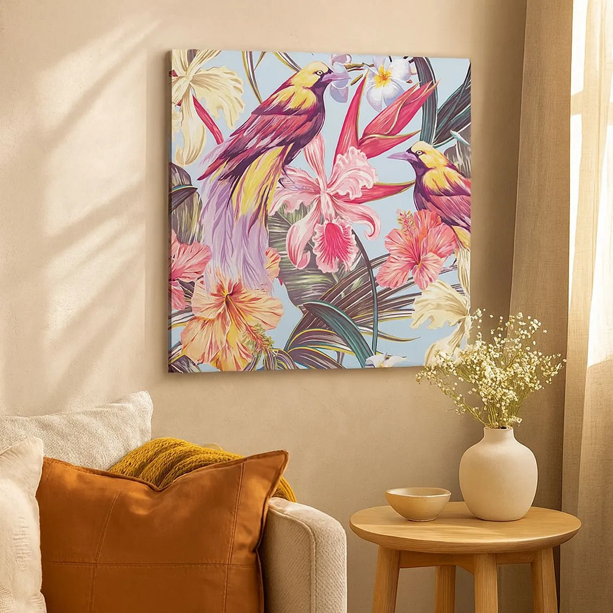 Impression sur toile - Image sur toile - Pétales et plumes - 30x30 cm