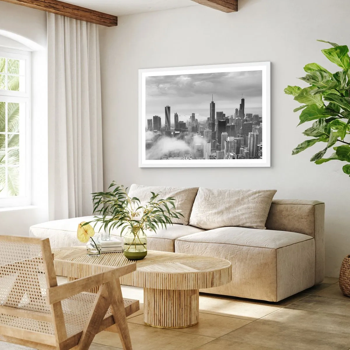 Affiche dans un cadre blanc - Poster - Paysage américain - 50x40 cm