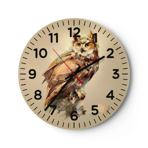 Horloge murale - Pendule murale - Le hibou le plus intelligent - confirmera la forêt de chênes - 30x30 cm