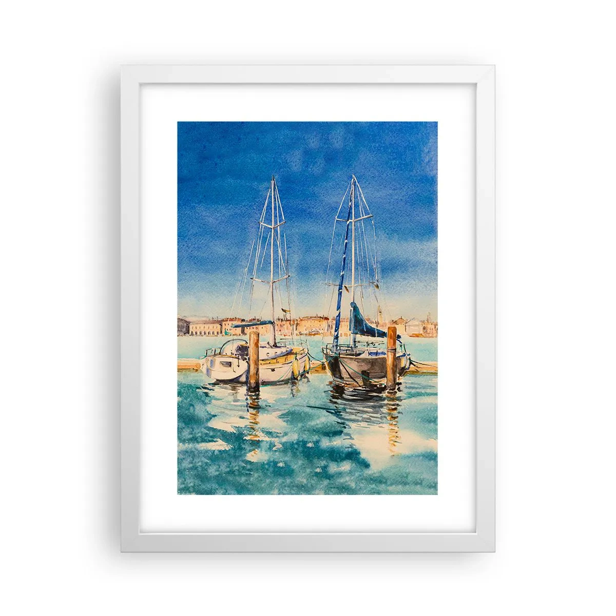 Affiche dans un cadre blanc - Poster - Lagune ensoleillée - 30x40 cm