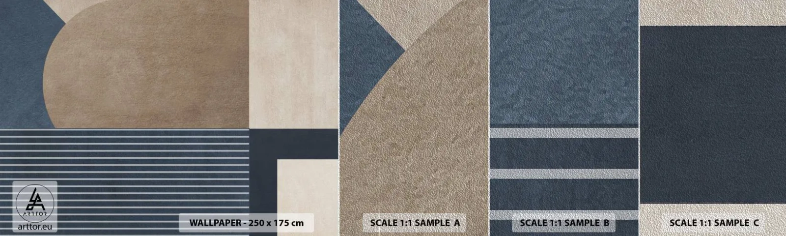 Échantillon de Papier Peint Premium Sand - Composition simple et en rondeur - Minimalisme, Abstraction, Morceau - 100x30 cm