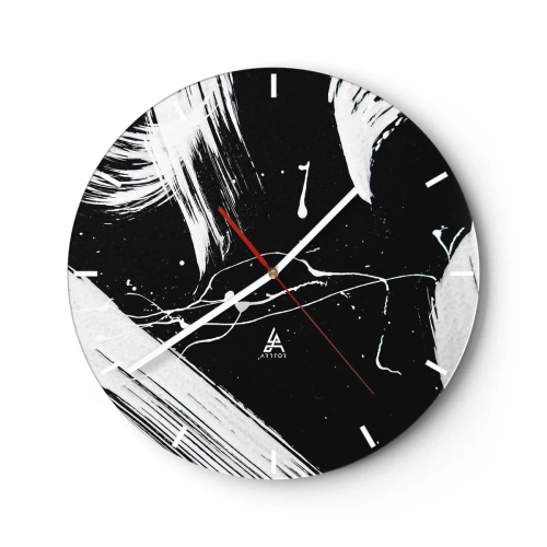 Horloge murale - Pendule murale - Abstraction en noir et blanc avec des coups de peinture dynamiques - 30x30cm - Briser les ténèbres - Décoration murale moderne pour le salon, la cuisine et la chambre ARTTOR