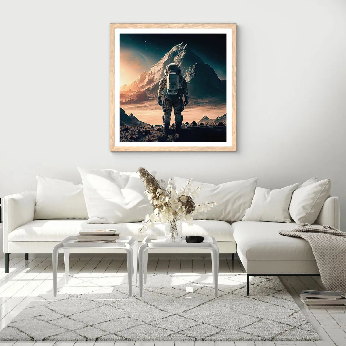 Affiche dans un chêne clair - Poster - Nouveau défi - 60x60 cm