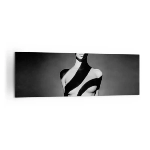 Impression sur toile - Image sur toile - Portrait noir et blanc d'une femme dans l'ombre et la lumière - 160x50cm - Dans la brillance et l'ombre - Décoration murale moderne pour le salon et la chambre ARTTOR