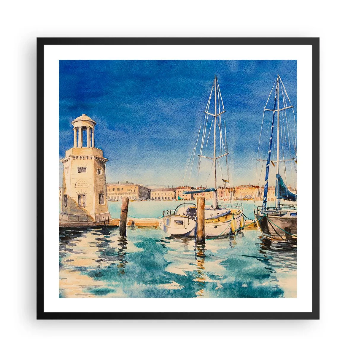 Affiche dans un cadre noir - Poster - Lagune ensoleillée - 60x60 cm