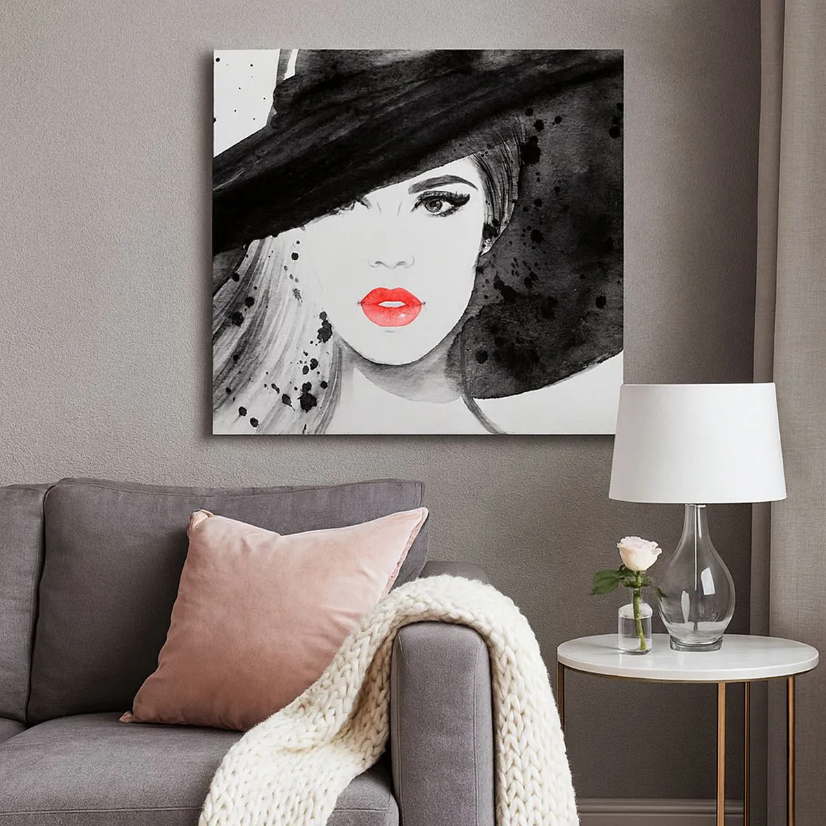 Impression sur toile - Image sur toile - Dame en noir - 30x30 cm