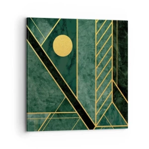 Impression sur toile - Image sur toile - Dynamique or et azur - 70x70 cm