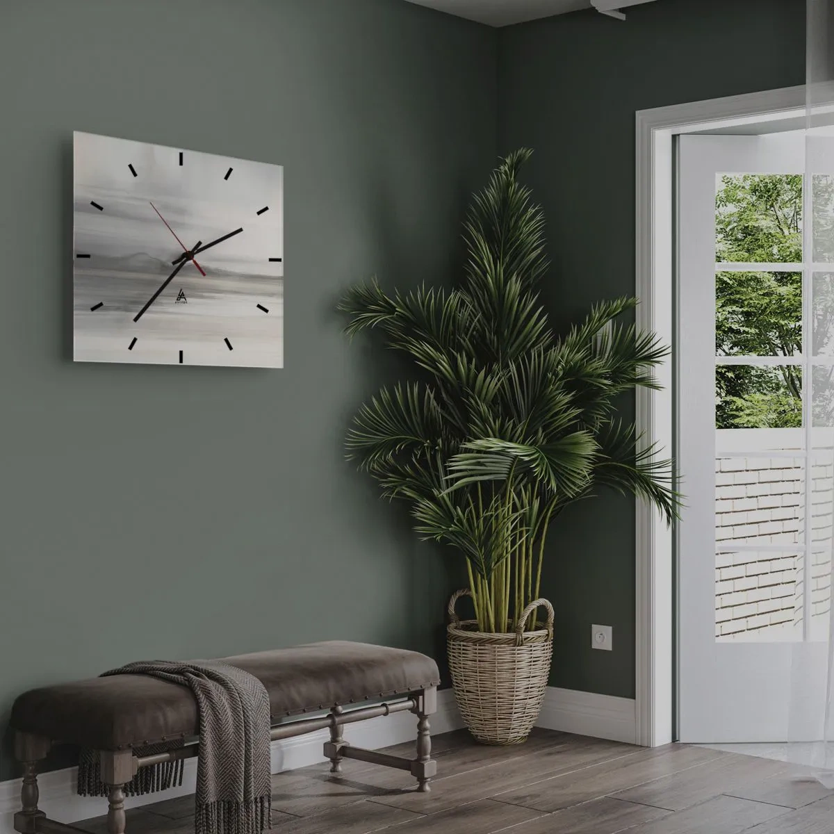 Horloge murale - Pendule murale - Un paysage subtil aux tons gris et beige - 30x30cm - Distance réfléchie - Décoration murale moderne pour le salon et la chambre ARTTOR