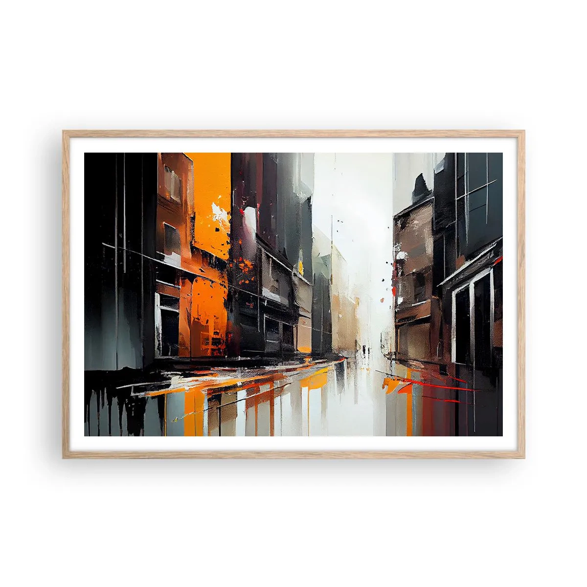 Affiche dans un chêne clair - Poster - Jour de pluie - 100x70 cm