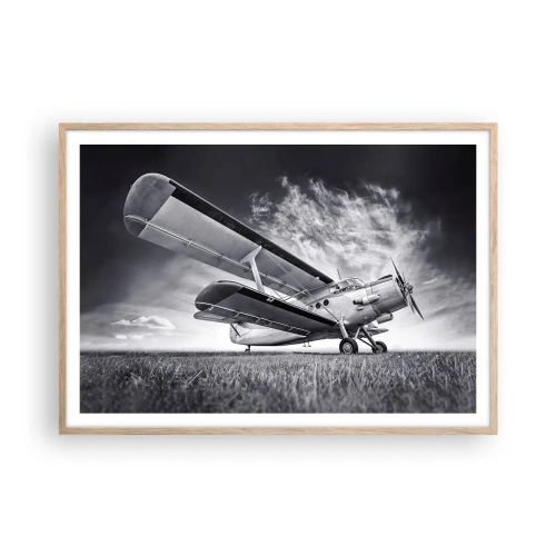 Affiche dans un chêne clair - Poster - Le pèlerin ailé - 100x70 cm