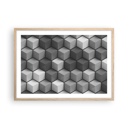 Affiche dans un chêne clair - Poster - Puzzle cubiste - 70x50 cm