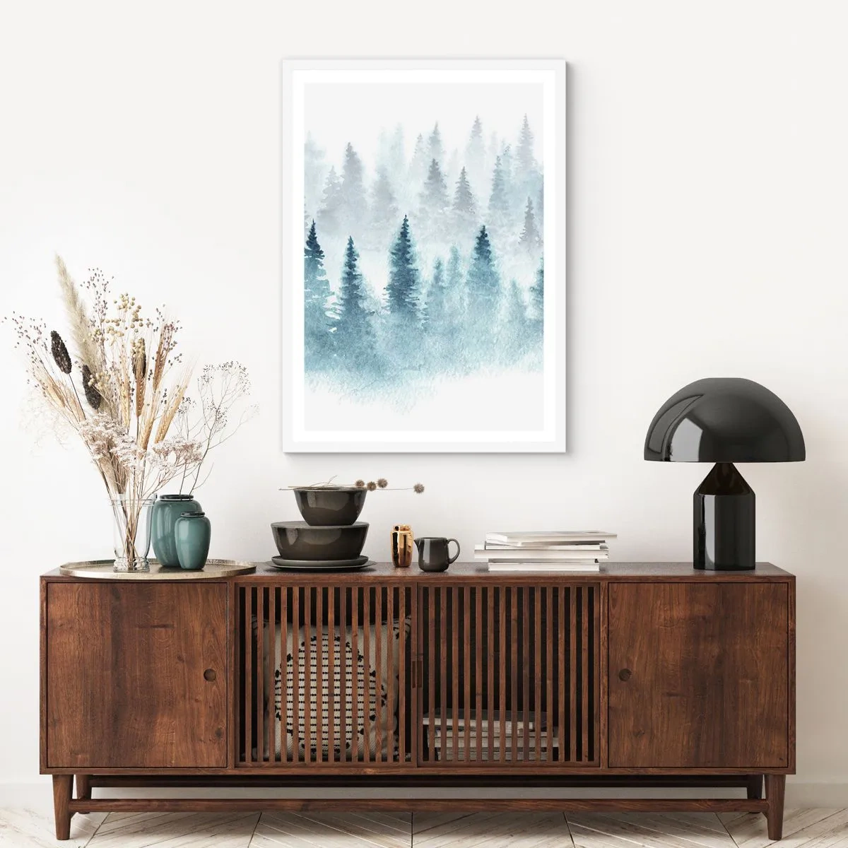 Affiche dans un cadre blanc - Poster - Enveloppé de brouillard - 70x100 cm