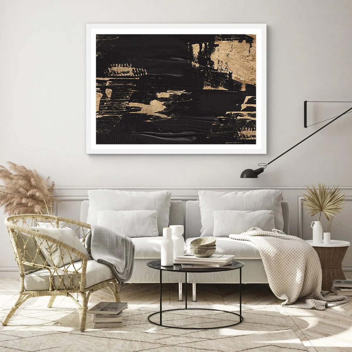 Affiche dans un cadre blanc - Poster - Empreinte du toucher - 70x50 cm