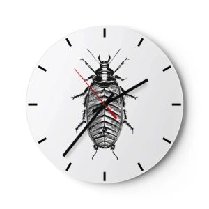 Horloge murale - Pendule murale - Un graphique d'un insecte dans le style d'une gravure sur fond blanc - 30x30cm - Quel spécimen! - Décoration murale moderne pour le salon, la cuisine et la chambre ARTTOR