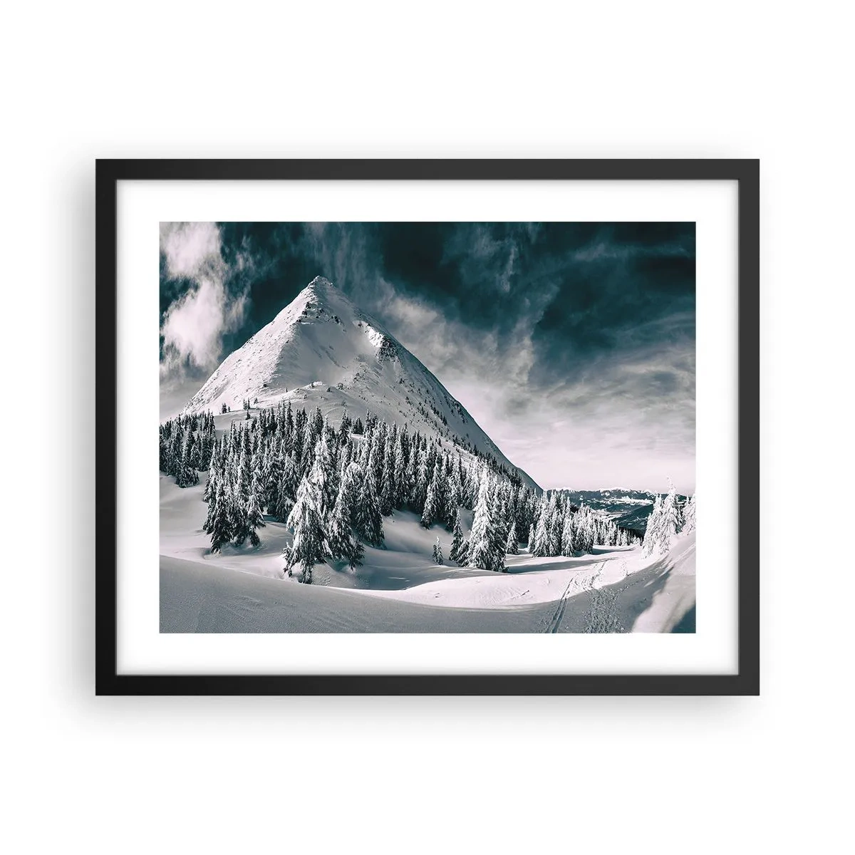 Affiche dans un cadre noir - Poster - Le pays de la neige et de la glace - 50x40 cm