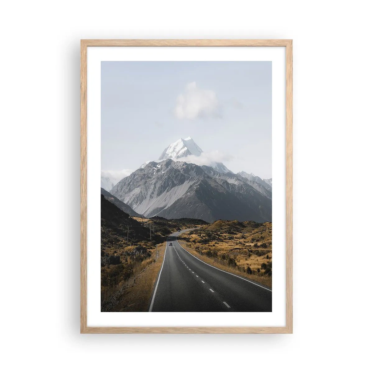 Affiche dans un chêne clair - Poster - Chemin vers le coeur de la montagne - 50x70 cm