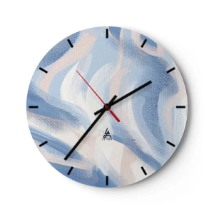 Horloge murale - Pendule murale - Vagues bleues picturales et stries pastel sur un fond texturé - 30x30cm - Vagues bleues - Décoration murale moderne pour le salon, la cuisine et la chambre ARTTOR