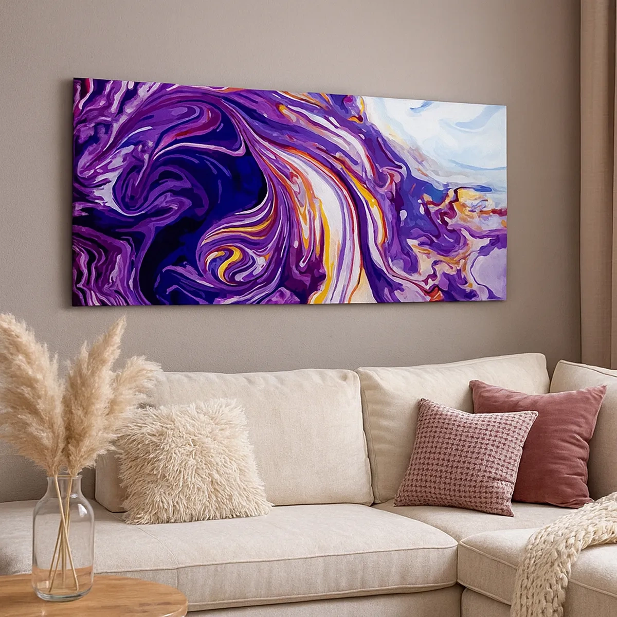 Impression sur toile - Image sur toile - La courbure de l'espace en violet - 30x30 cm