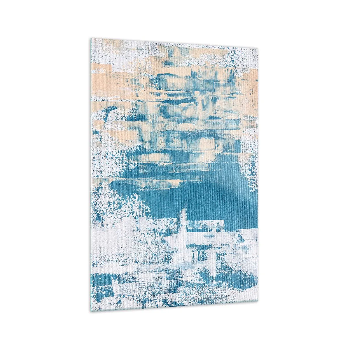 Impression sur verre - Image sur verre - Composition abstraite dans les tons de bleu et de blanc - 70x100cm - À travers un iceberg - Décoration murale moderne pour le salon et la chambre ARTTOR