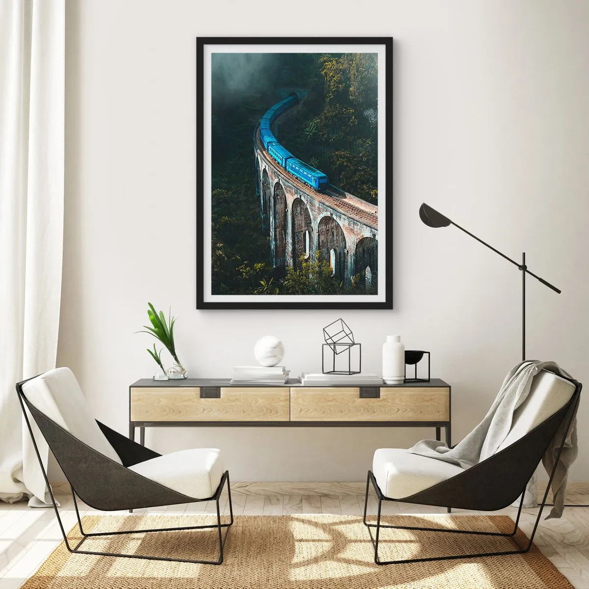 Affiche dans un cadre noir - Poster - Train nature - 61x91 cm