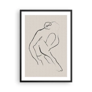 Affiche dans un cadre noir - Poster - Un croquis minimaliste d'une silhouette féminine - 50x70cm - Croquis intime - Décoration murale moderne pour le salon et la chambre ARTTOR